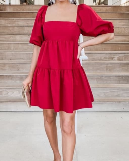 Red Amanda Uprichard Babydoll Dress - Image 2