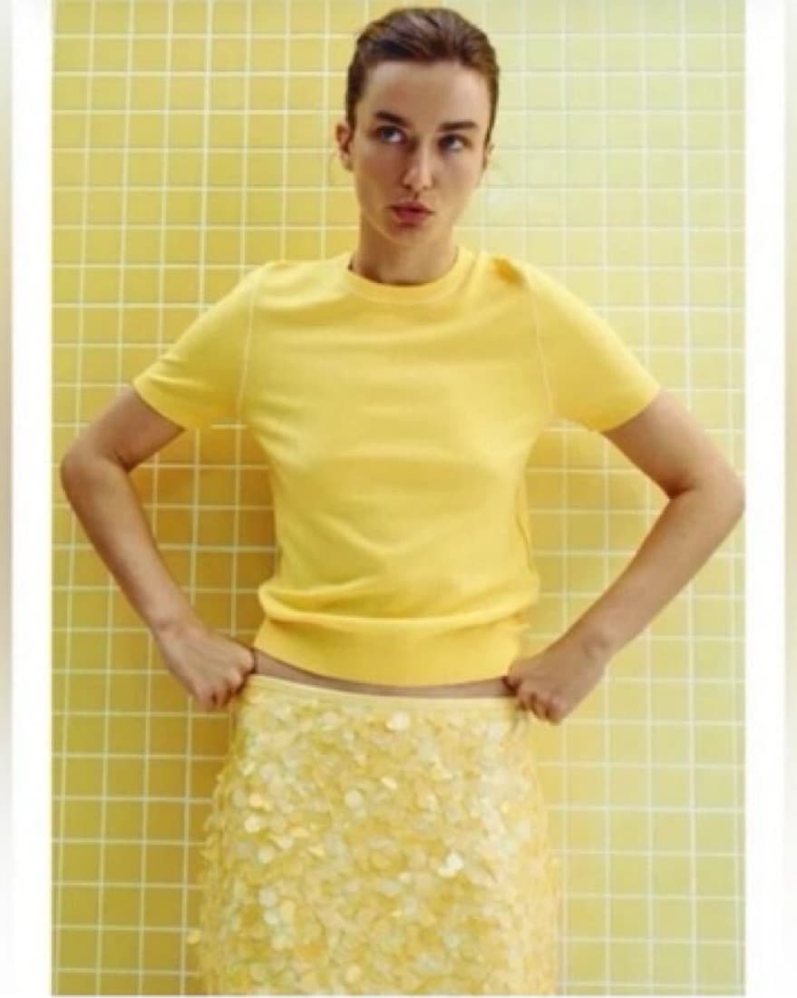 Zara Yellow Sequin Skirt - Image 3