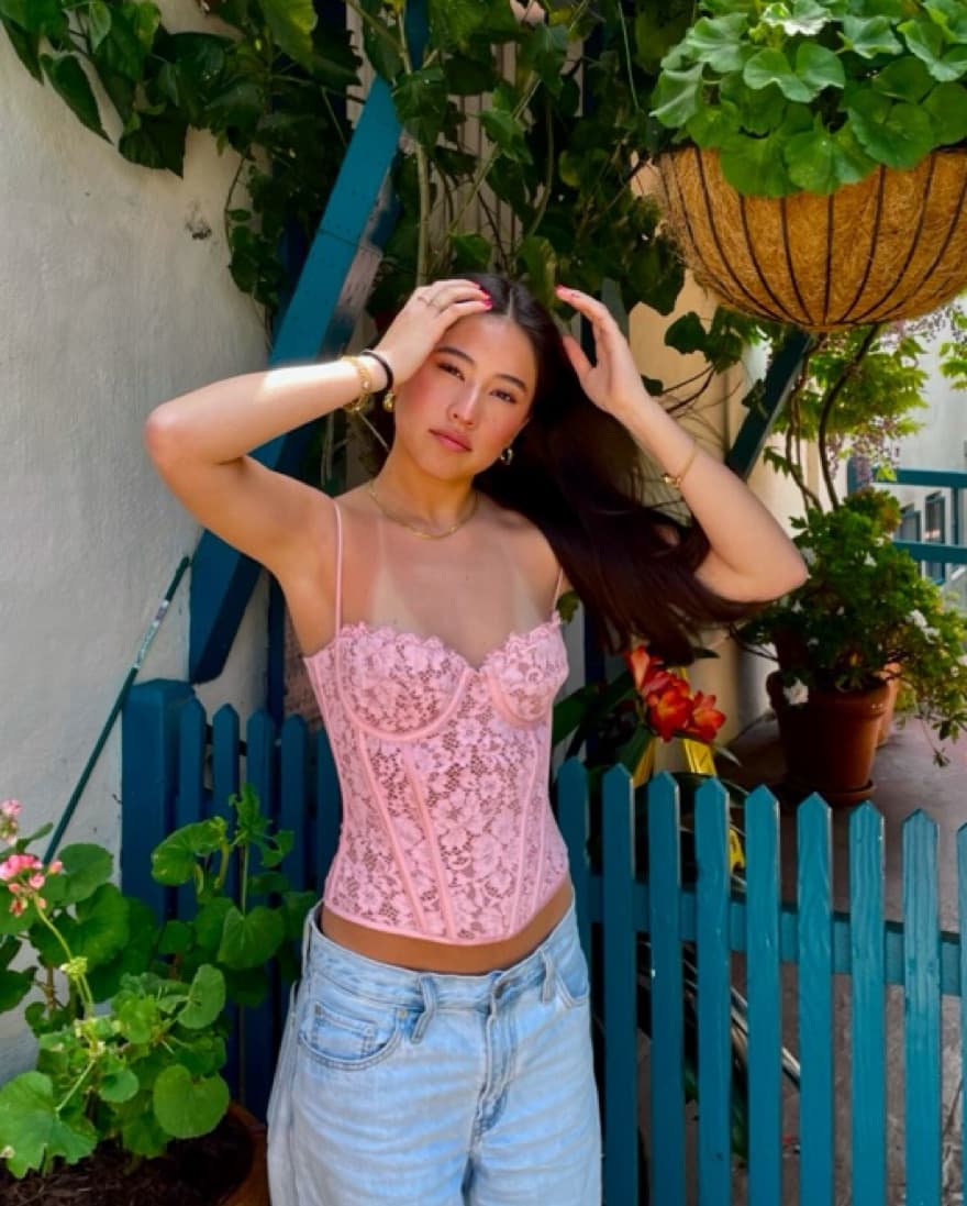 Pink Lace Corset Top - Image 2