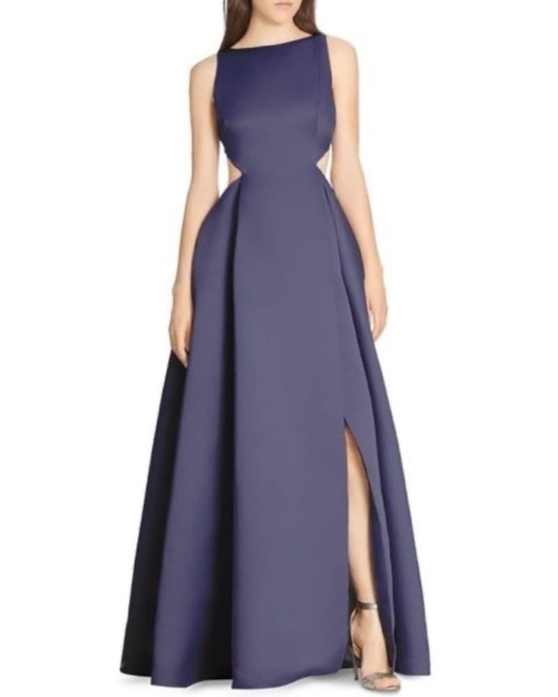 Halston Heritage Satin Faille Gown Navy - Image 1