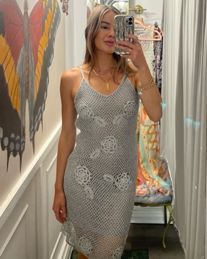 Vintage Silver Knit Dress - Image 1