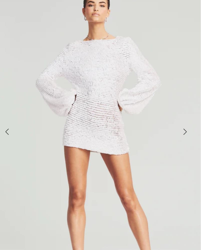 Retrofete Crochet White Sequin Dress - Image 5