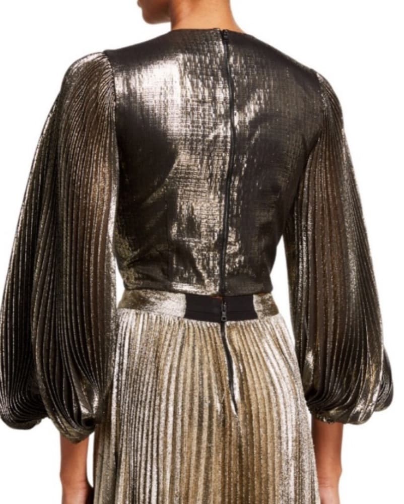 Captivating Metallic Pleated Top - Image 2