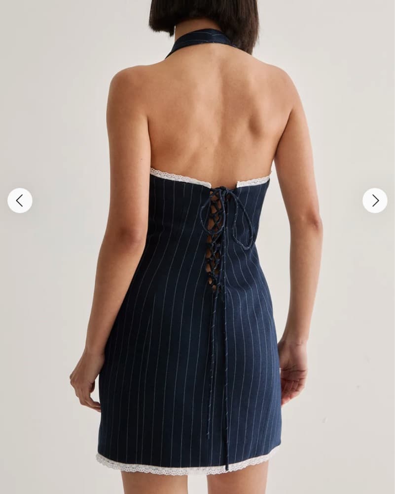 Nasty Gal Sleek Pinstripe Halter Dress - Image 3