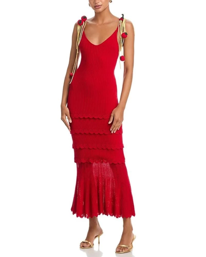 Spaghetti Strap Crochet Maxi Dress - Image 1