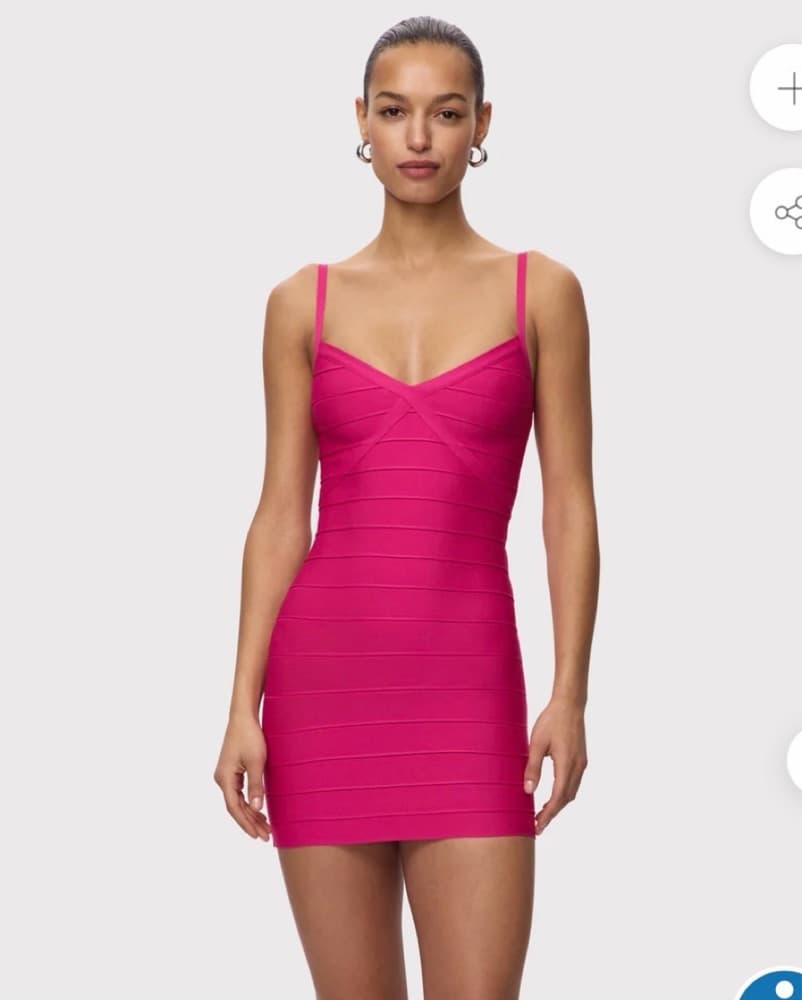 HERVE LEGER Peach Mini Bandage Dress - Image 1
