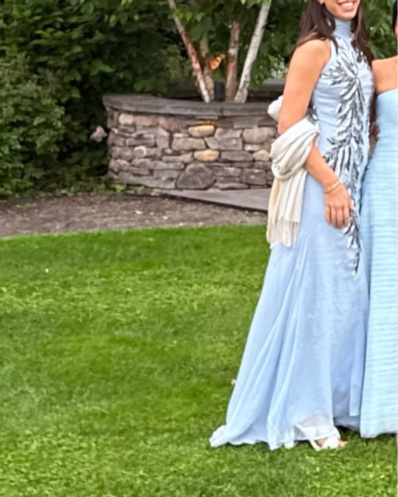 Glamorous Silver Feather Maxi Dress - Image 5