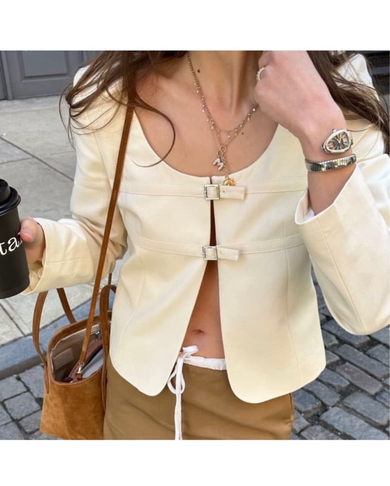 Mango Double Buckle Jacket Blazer XS - Image 1