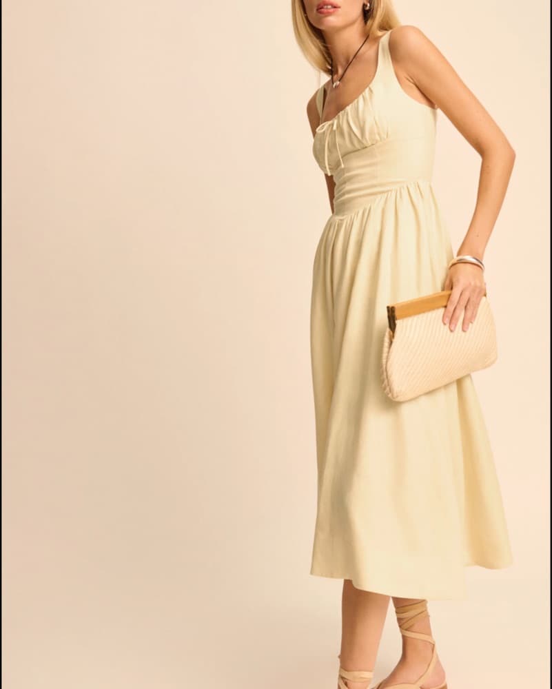 Reformation Yellow Linen Midi Dress - Image 2