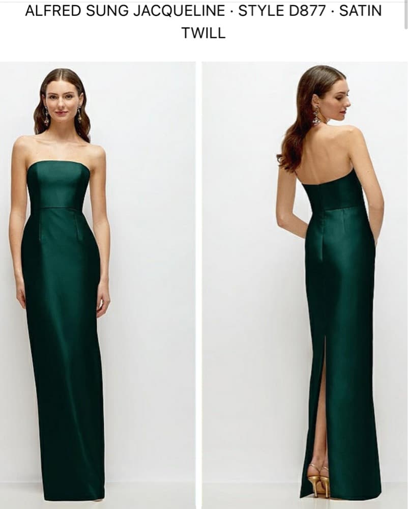 Alfred Sung Hunter green strapless Gown - Image 1