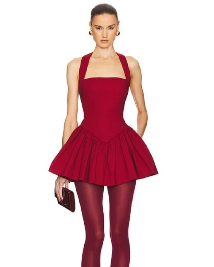 Helsa Faille Halter Mini Dress  - Image 1