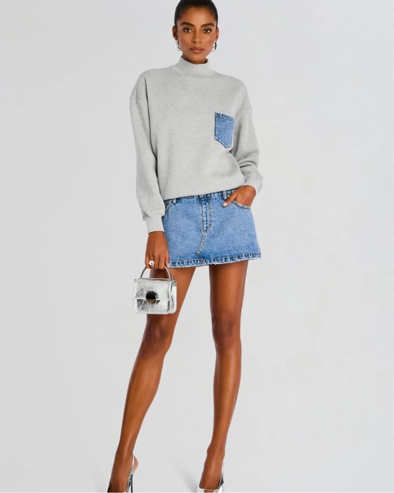SEROYA Marley Terry Denim Sweater Dress - Image 1