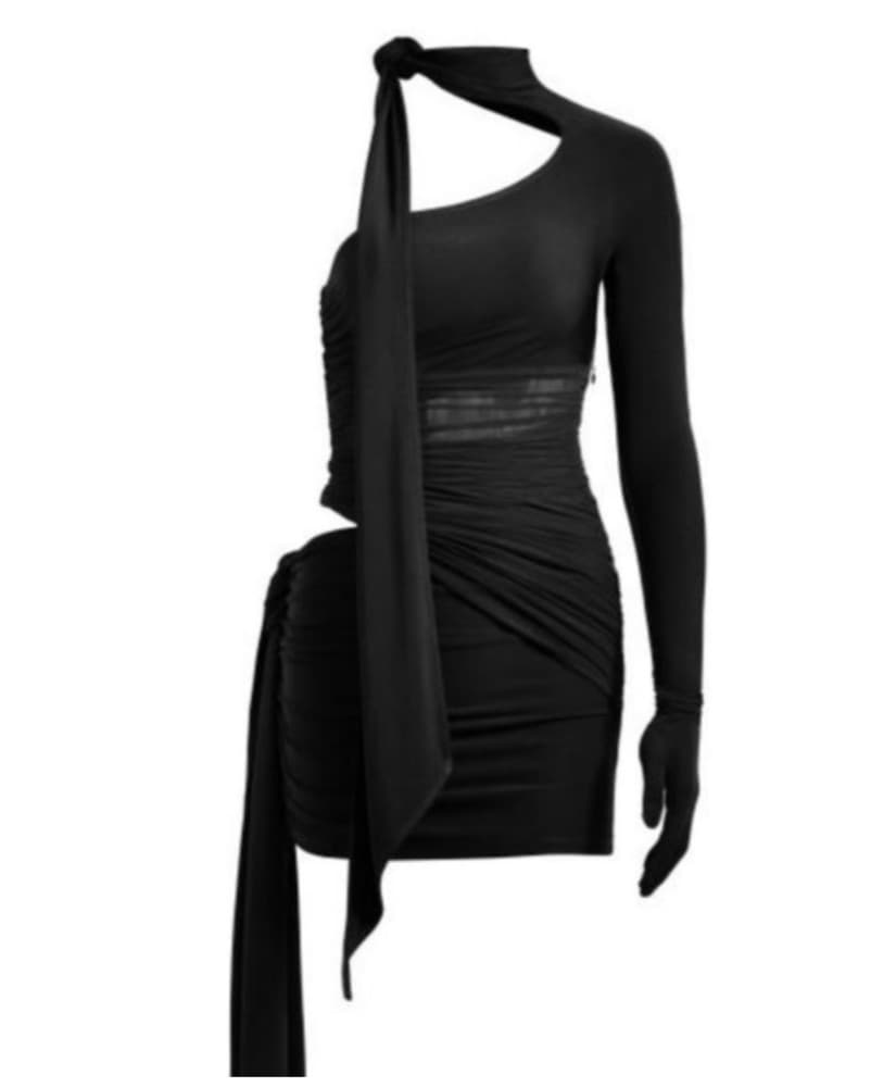 Mugler Knot Detail One Shoulder Dress - Image 2