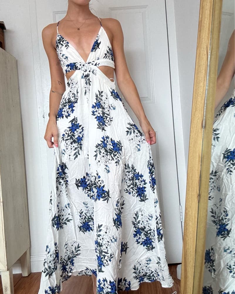 Floral Maxi Dress with Cutouts - Image 1