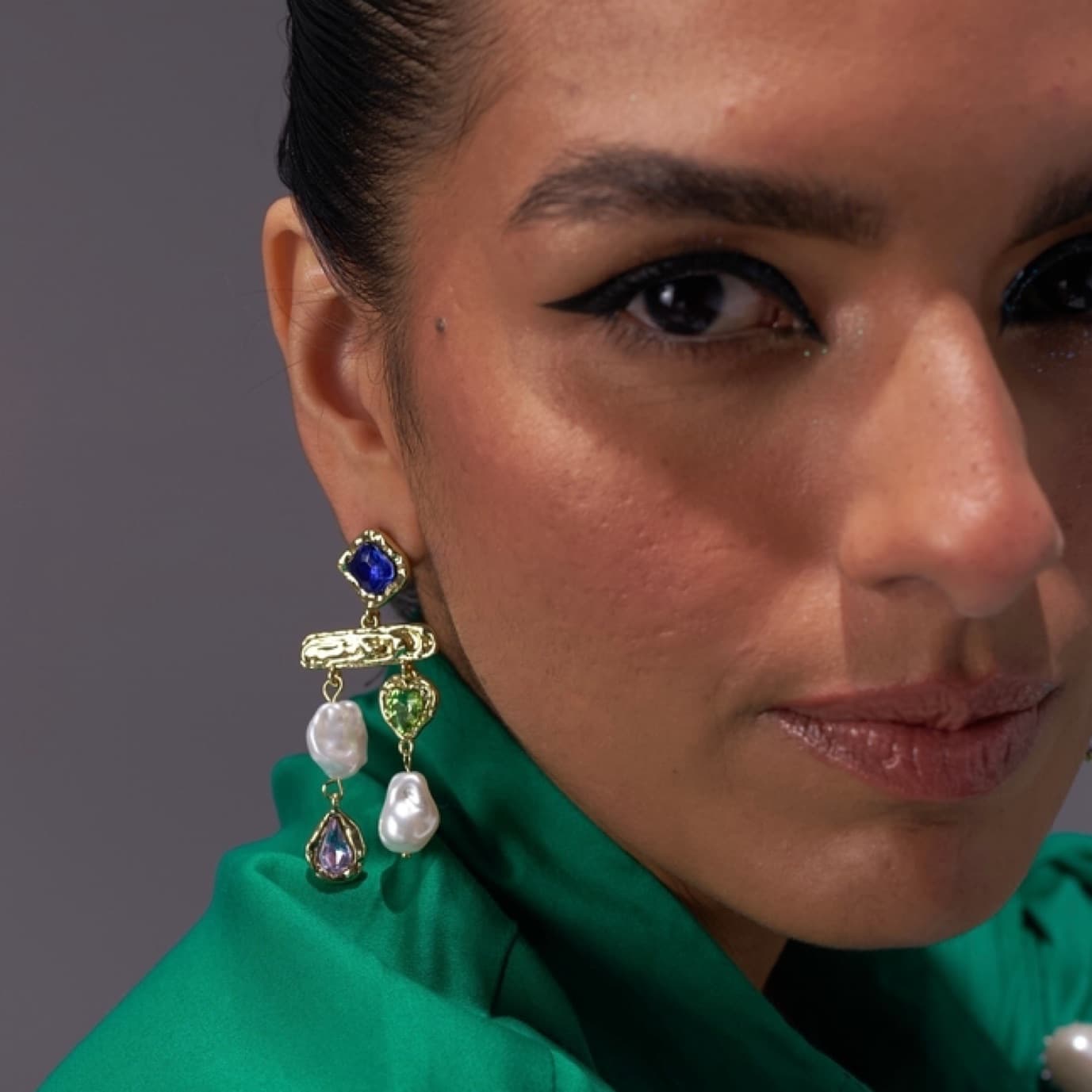Multi-color Pearl Drop Earrings - Image 5