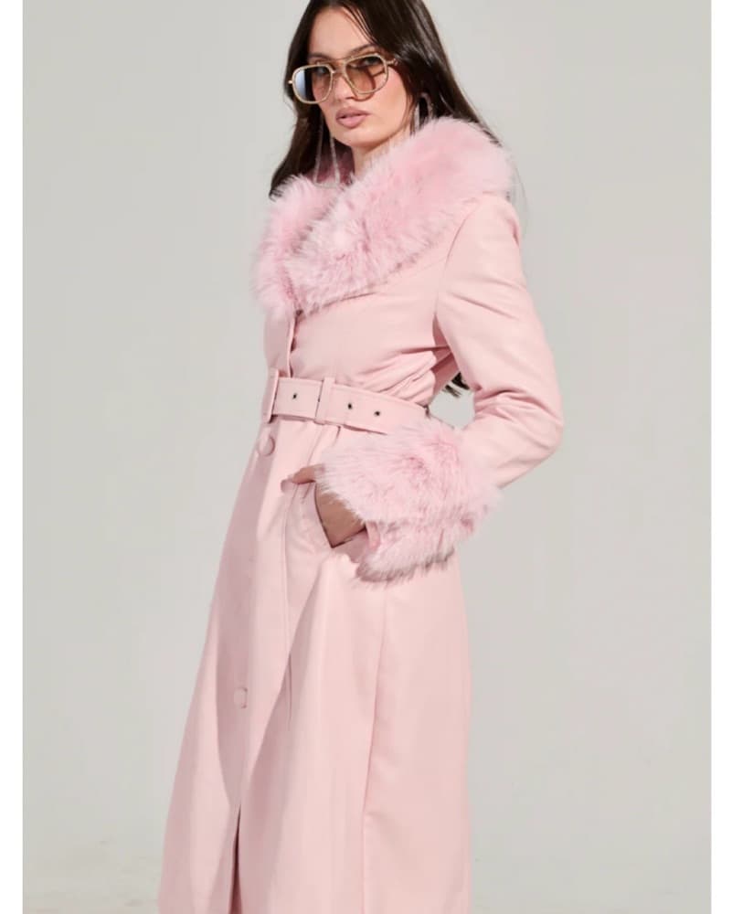 Akira Pink Fur Trench  - Image 3