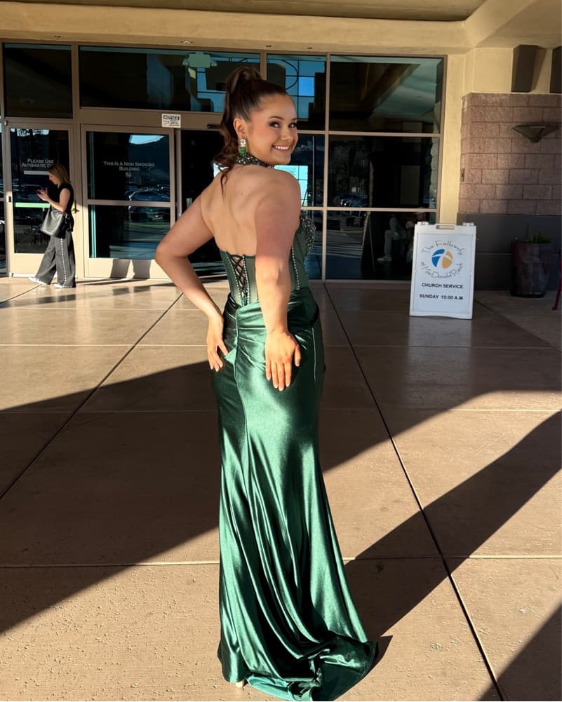 Glamorous Green Corset Gown - Image 3