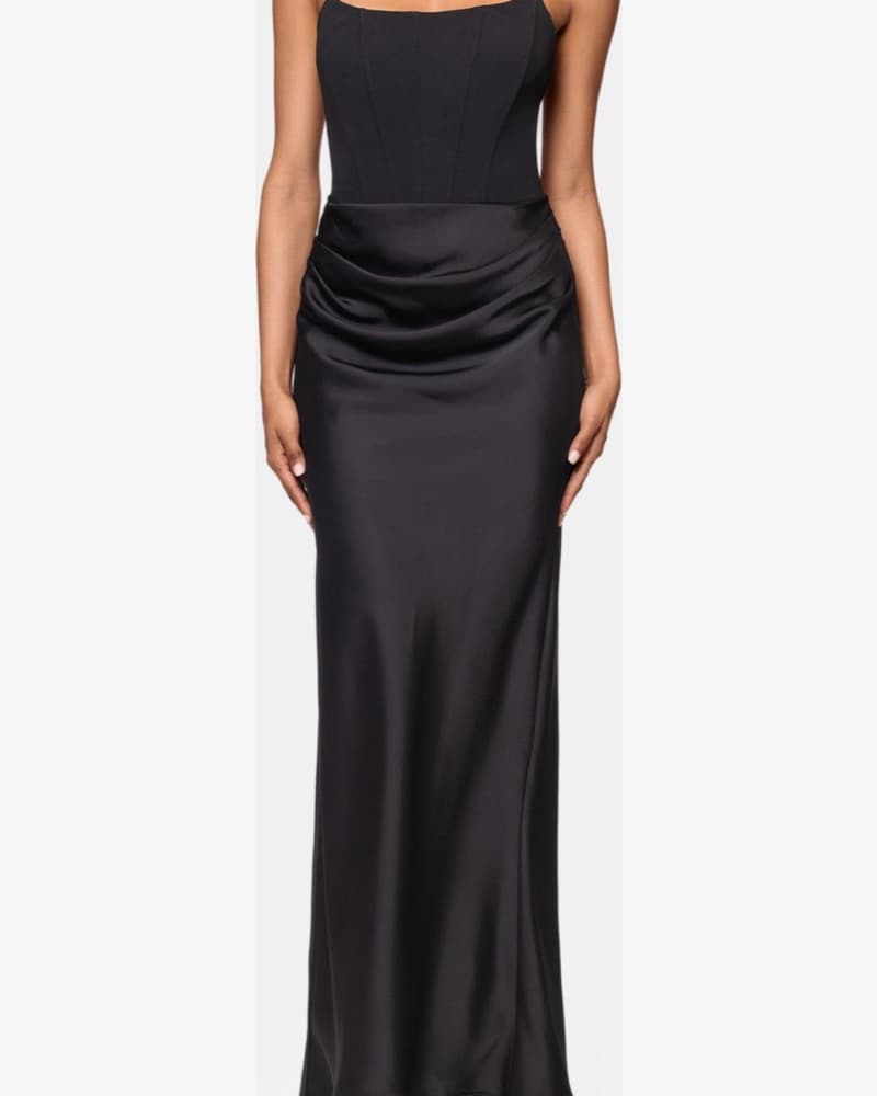 Elegant Black Satin Gown - Image 1