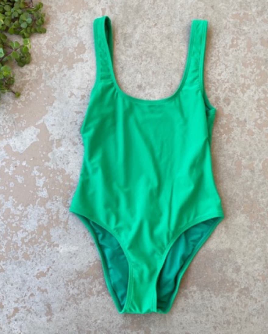 Green Scoop Neck, low Back Bodysuit  - Image 1
