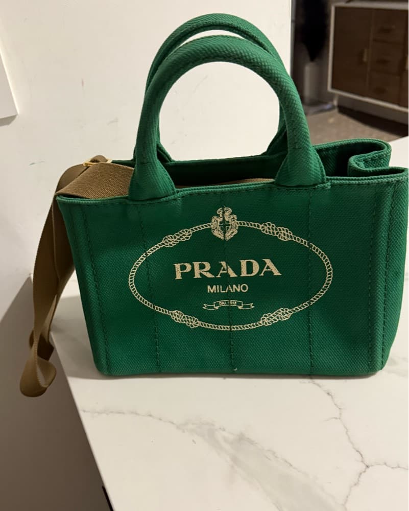 Green Prada Canvas Tote - Image 3