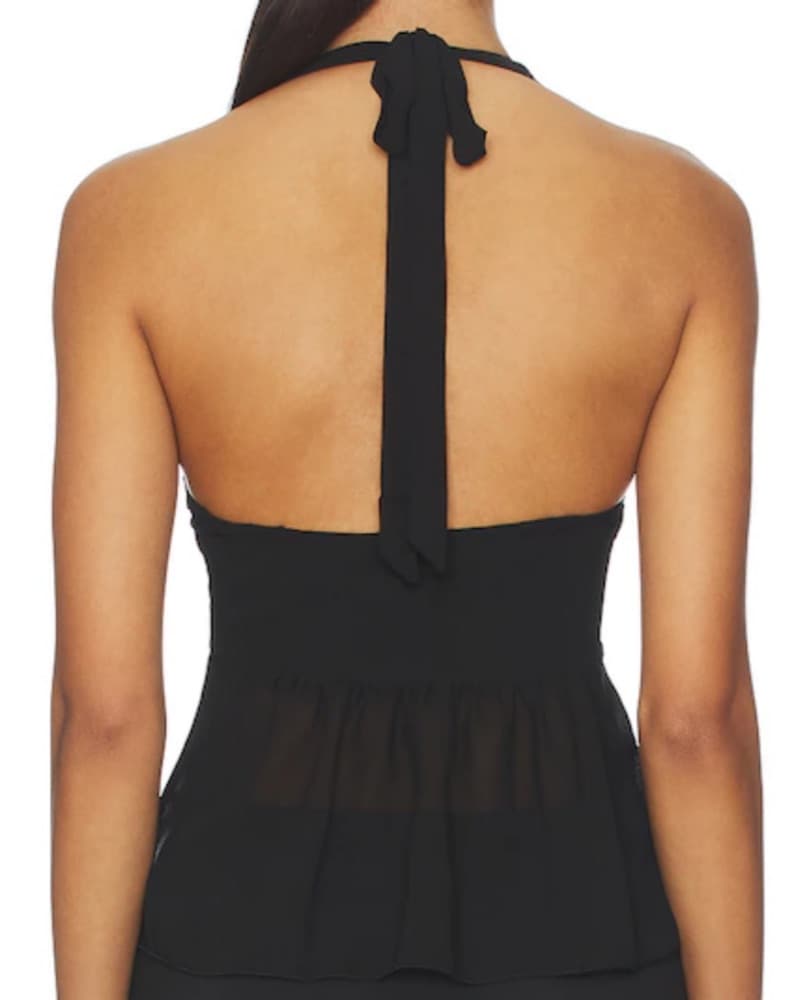 Chic Sequined Halter Peplum Top - Image 3