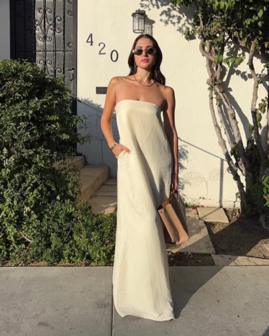Cream Strapless Maxi Dress - Image 3