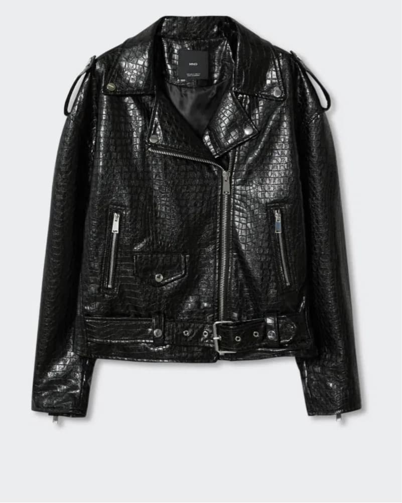 Mango Croc Leather Jacket - Image 2
