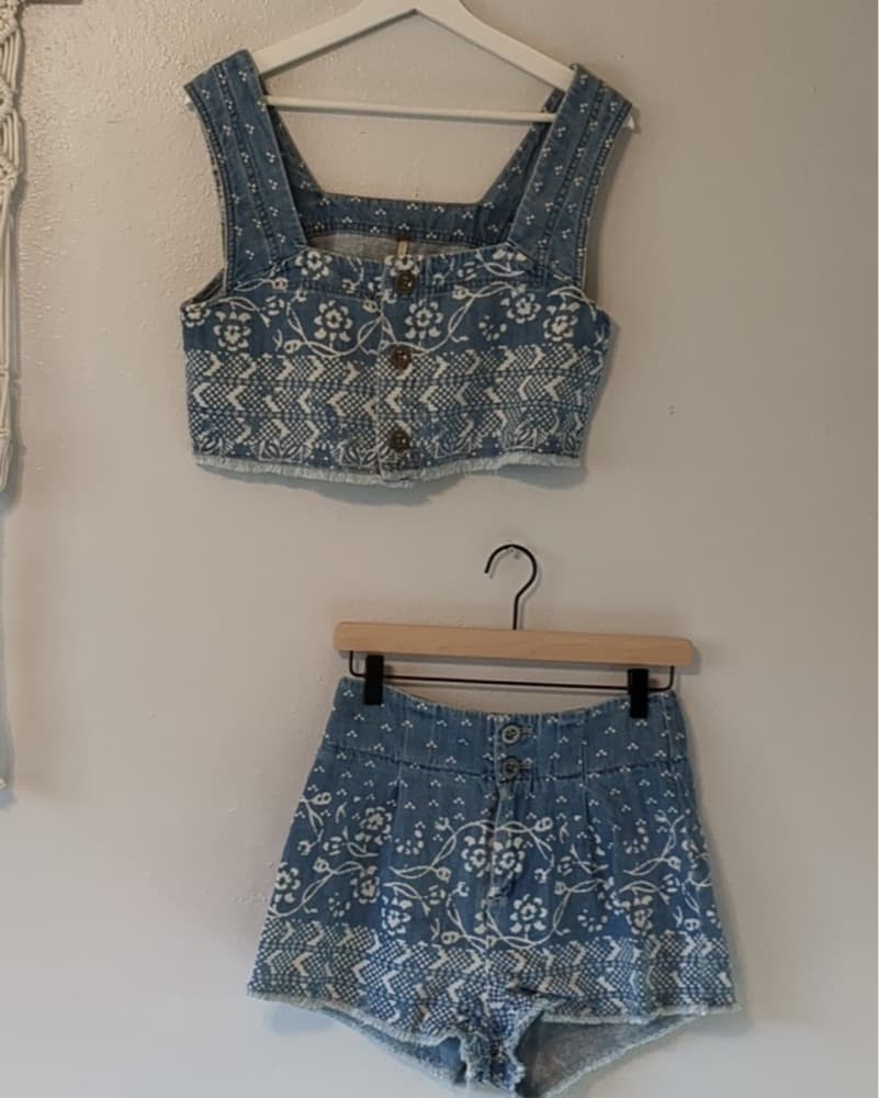 Free people denim mini skirt set  - Image 2