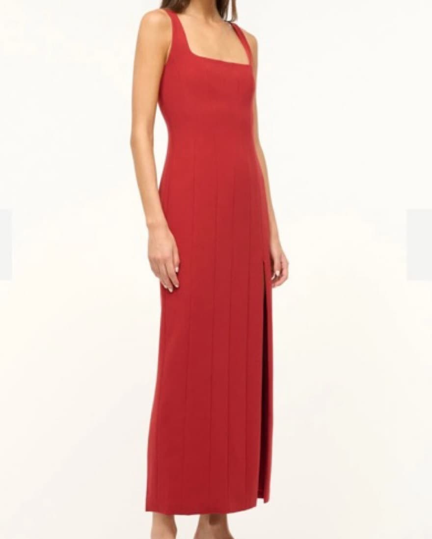 Staud Portrait Dress In Red  - Image 4