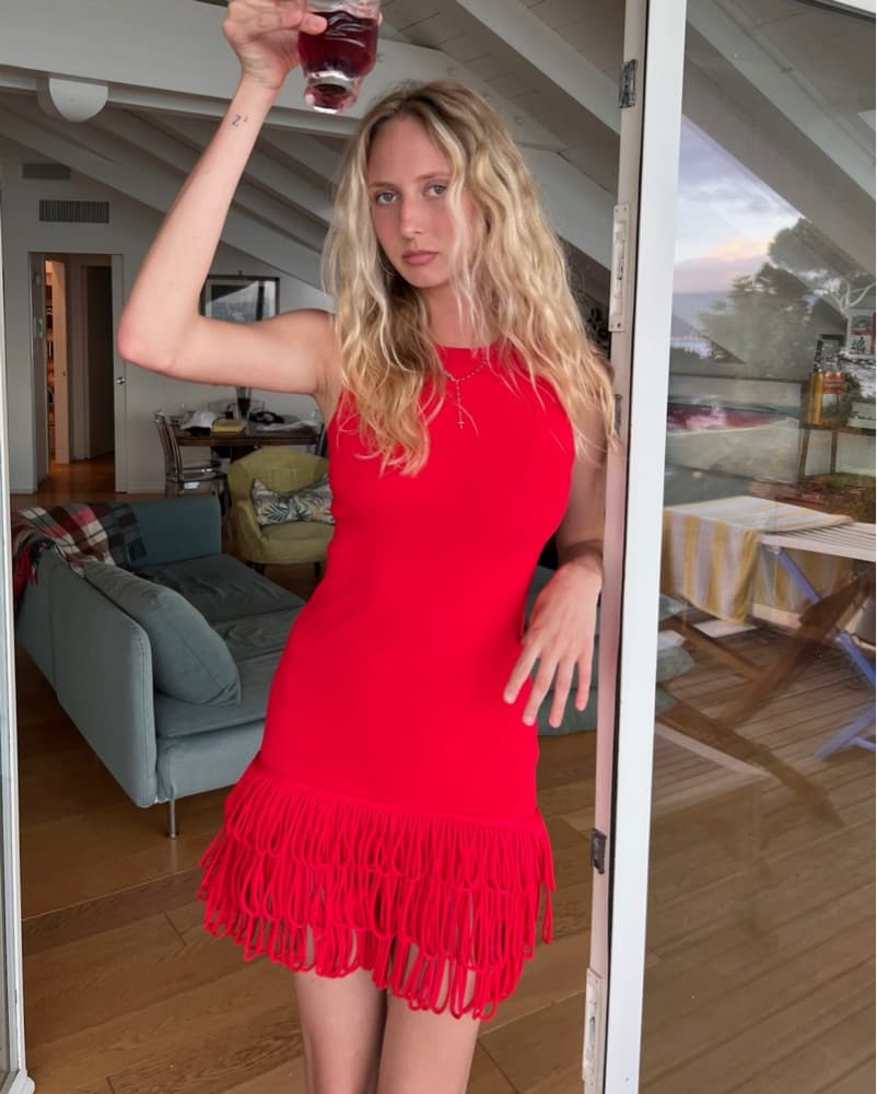 Simon Miller Red Knit Fringe Mini Dress - Image 2