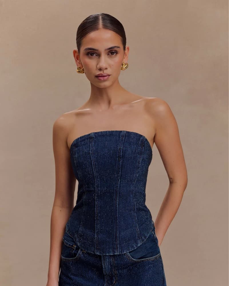 Meshki rhinestone Top + Jeans - Image 2