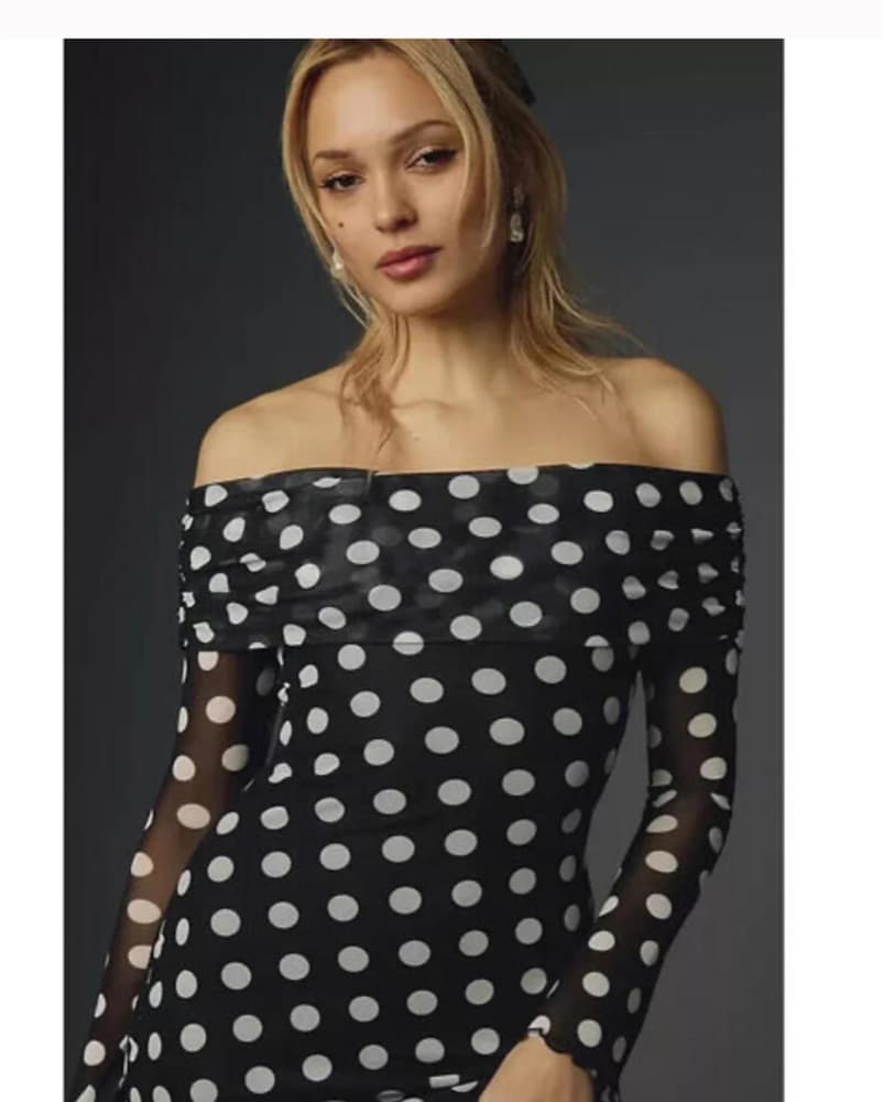 AFRM Off Shoulder Mesh Dress Maxi - Image 3