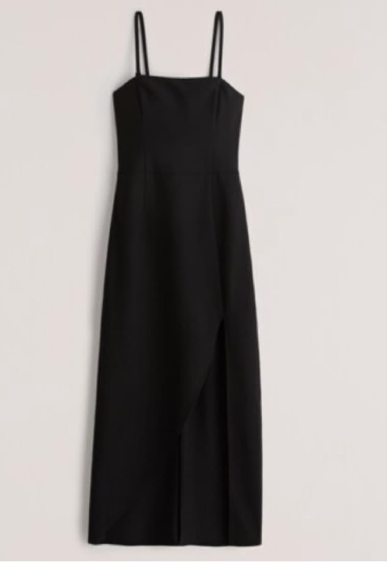 Black Midi Dress With Slit  - Image 2