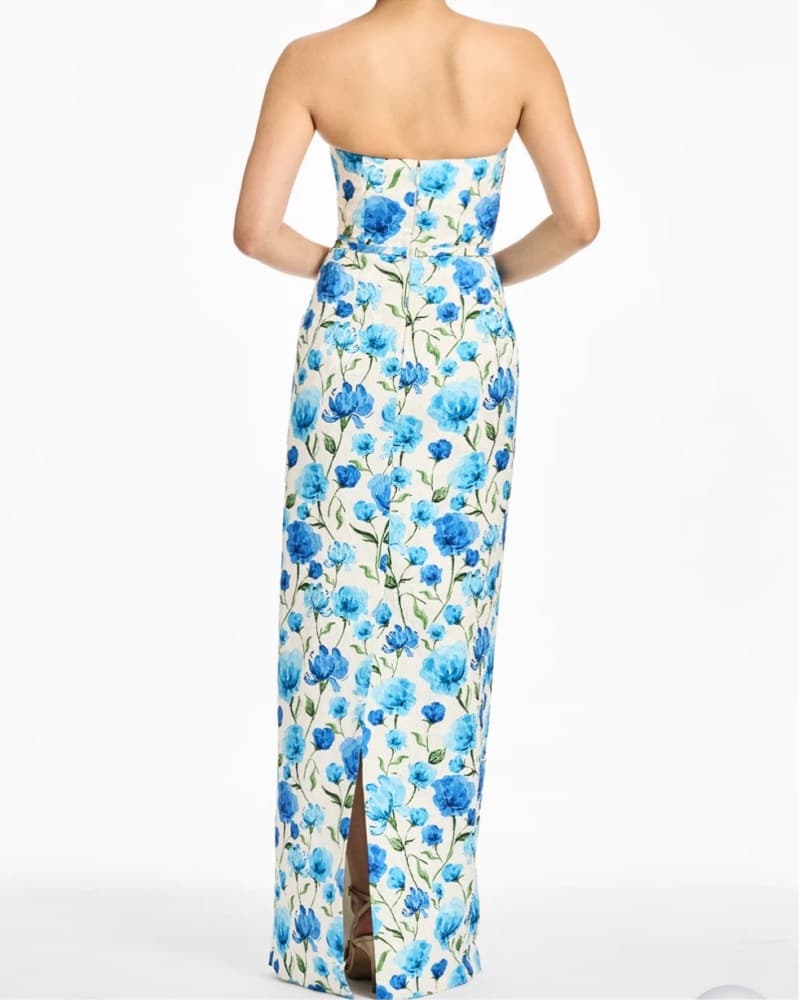 Sachin & Babi Blue/Green Floral Gown - Image 3