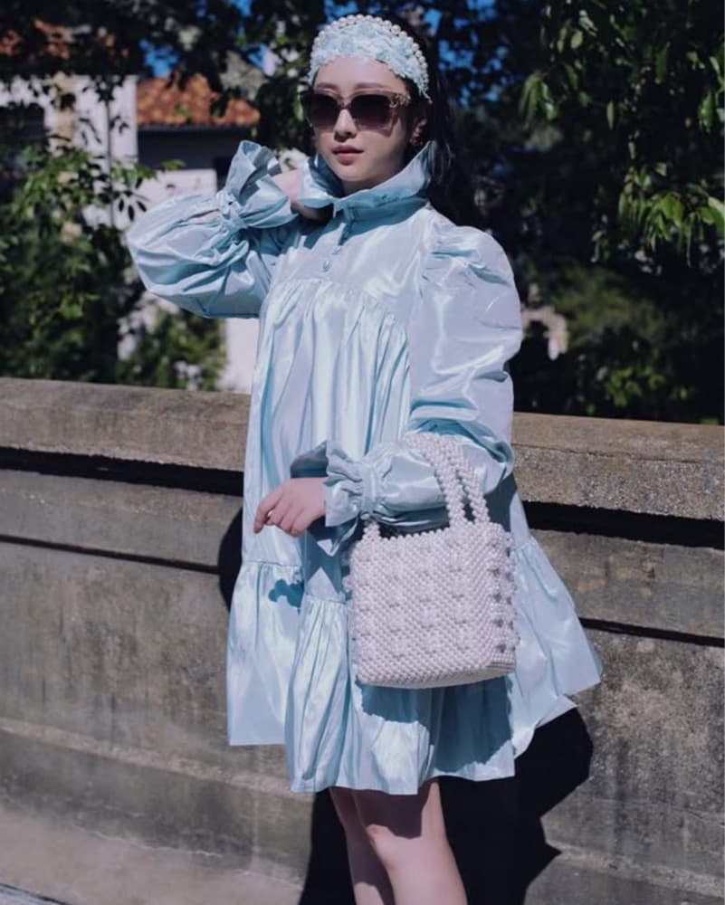 AVAVAV Ruffled Light Blue Silk Mini Dress - Image 4