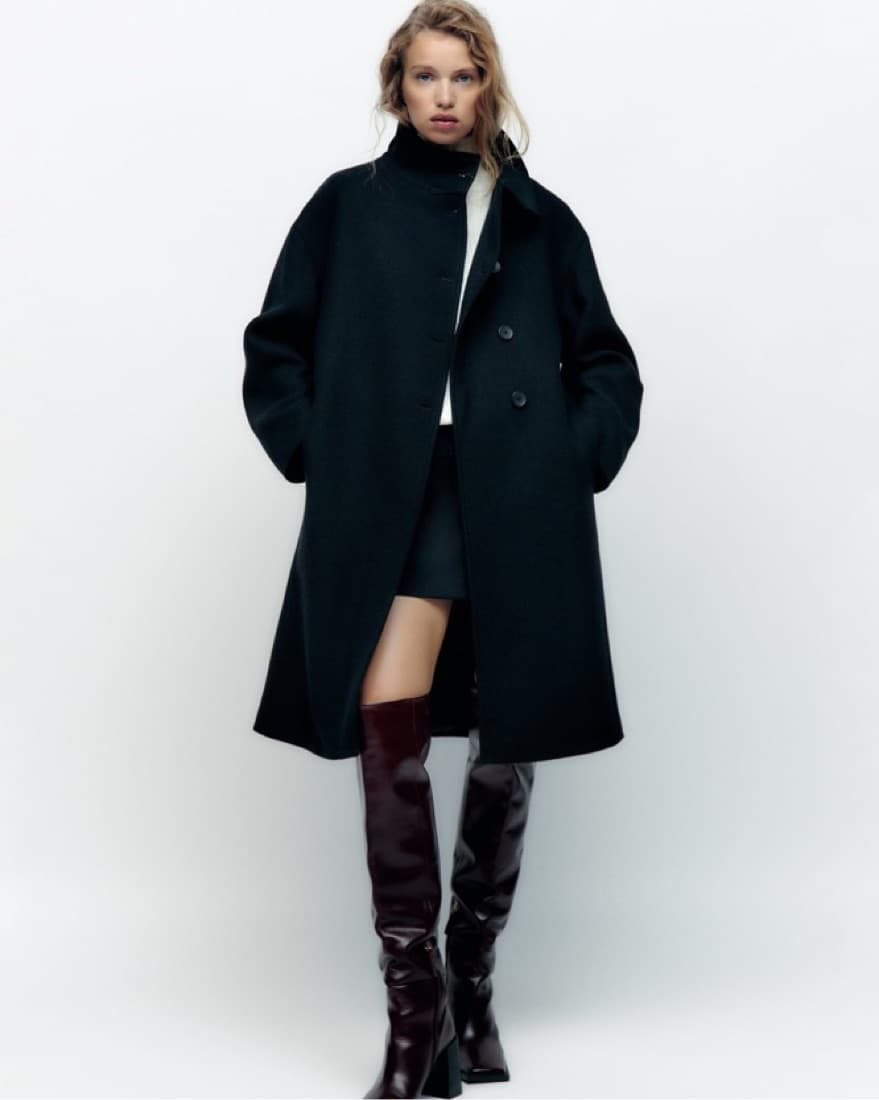 Black Zara Wool Coat - Image 1
