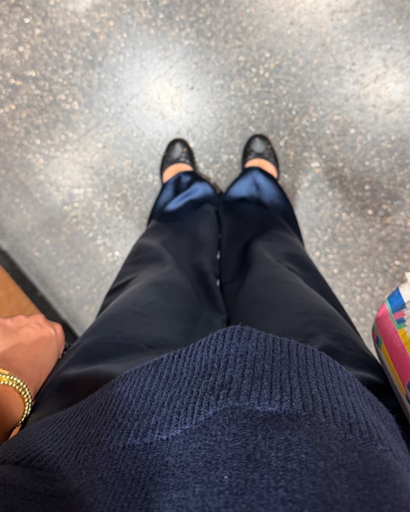 Navy Satin Pants - Image 1