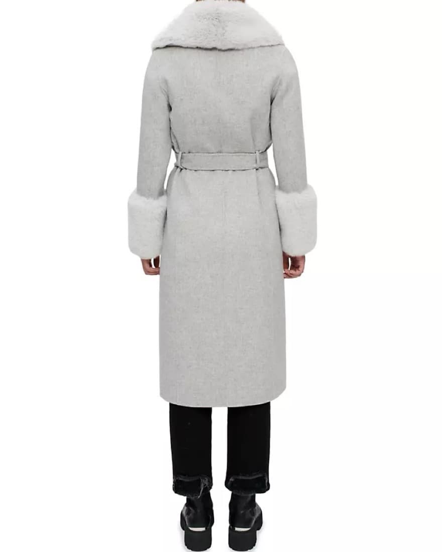 Maje Faux Fur Trimmed Long Coat - Image 3