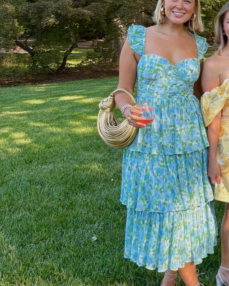 Flirty Floral Pleated Midi Dress - Image 1