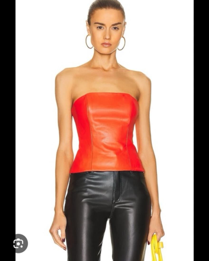 Staud Tracing Leather Corset Top - Image 1