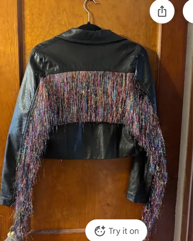 Multi Colored Fringe Faux Leather Jacket - Image 3