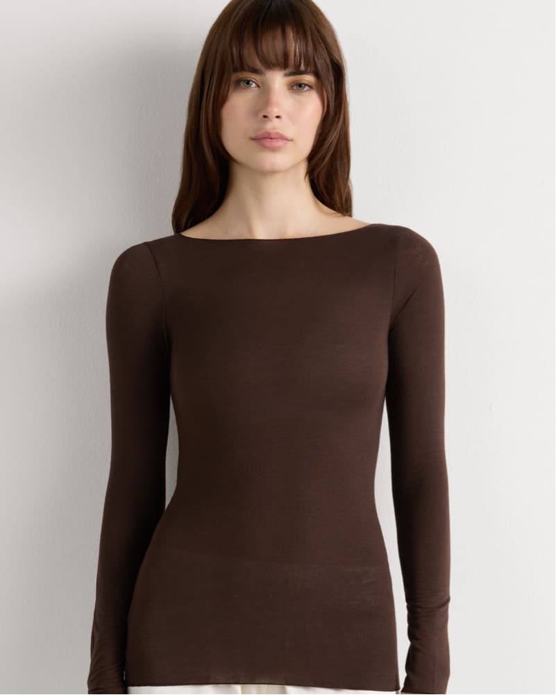 Brown Intimissimi Cashmere Boat Neck Top - Image 1