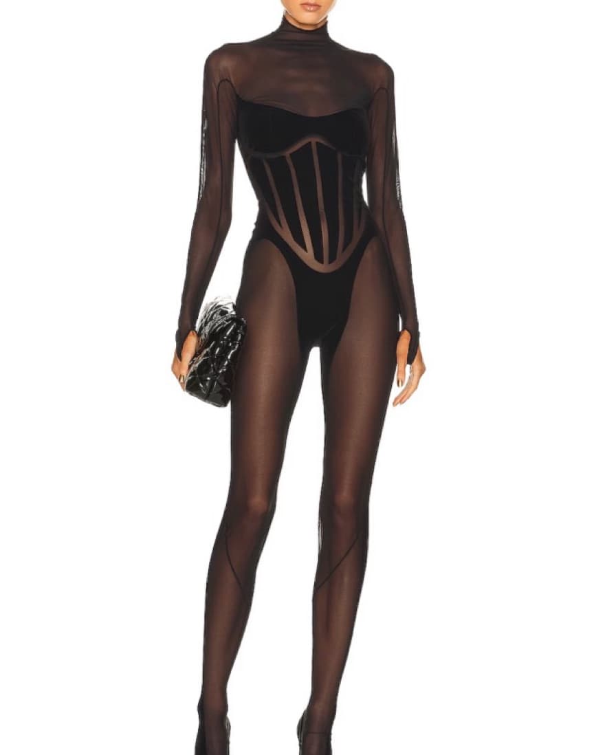 Wolford x Mugler Flock Shaping Catsuit - Image 1