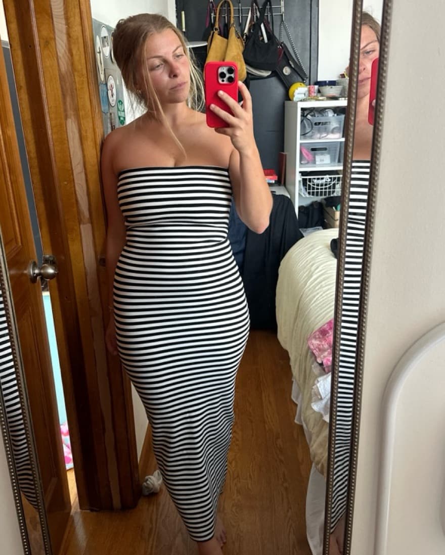 Zara Black And White Striped Dress - Image 1