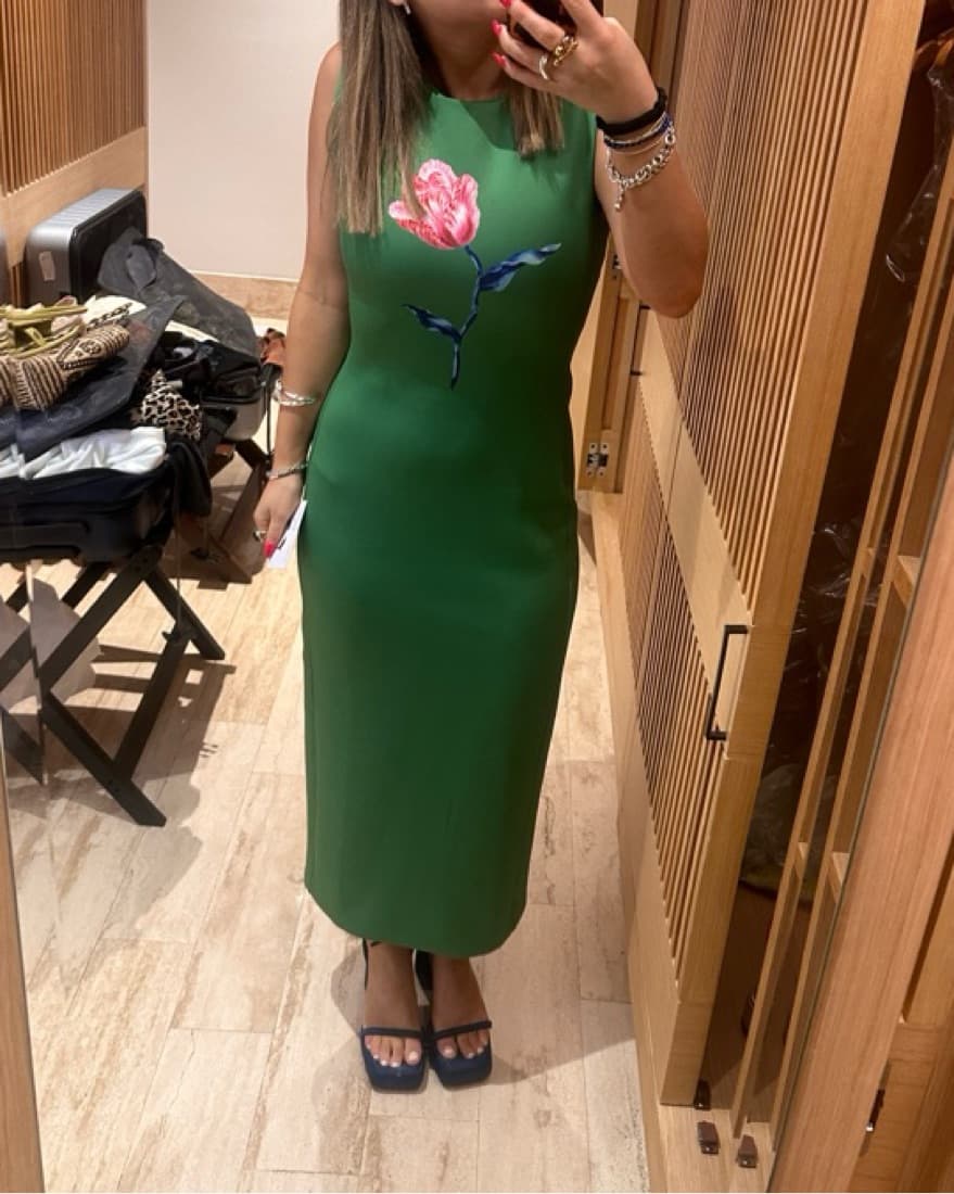 Green Cynthia Rowley Midi Dress - Image 4
