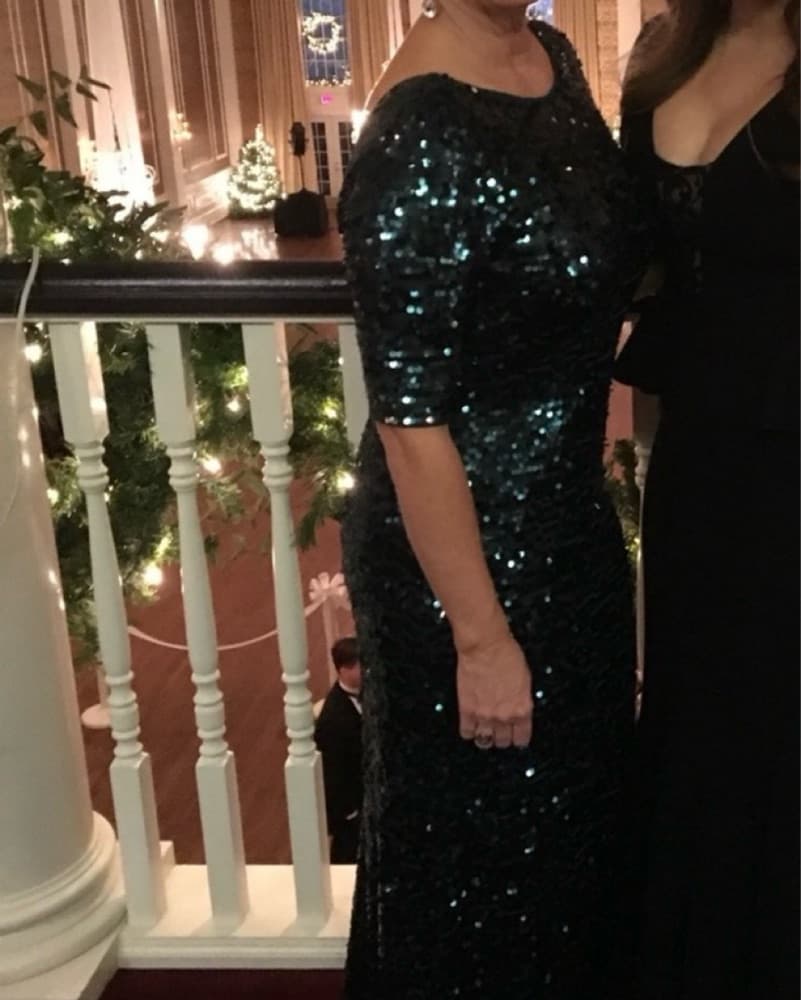 BCBG Sparkling Emerald Green Sequin Gown - Image 1