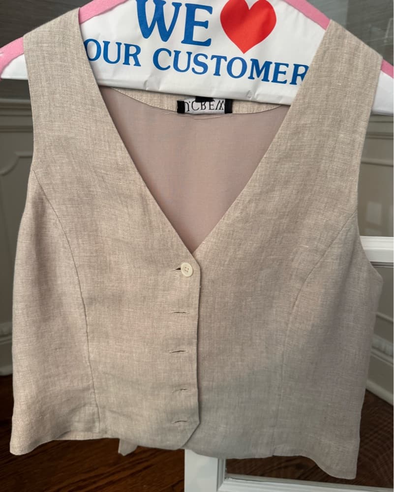 J Crew Beige Linen Vest - Image 1