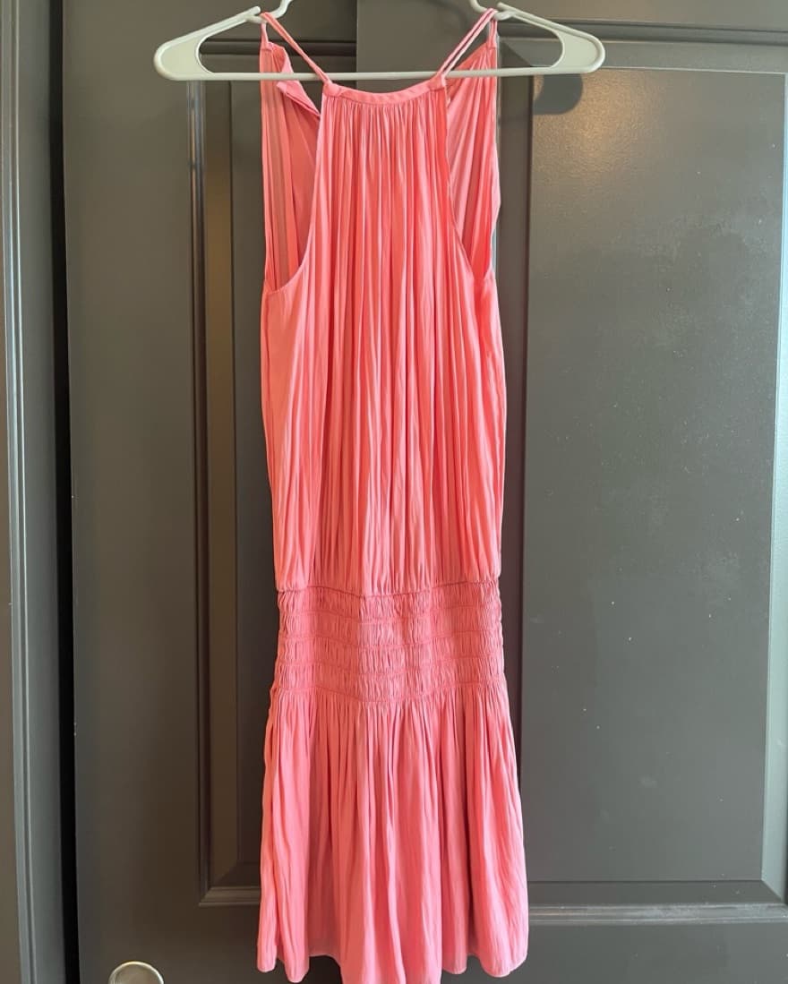 Ramy Brook Paris Satin Coral Mini Dress - Image 3