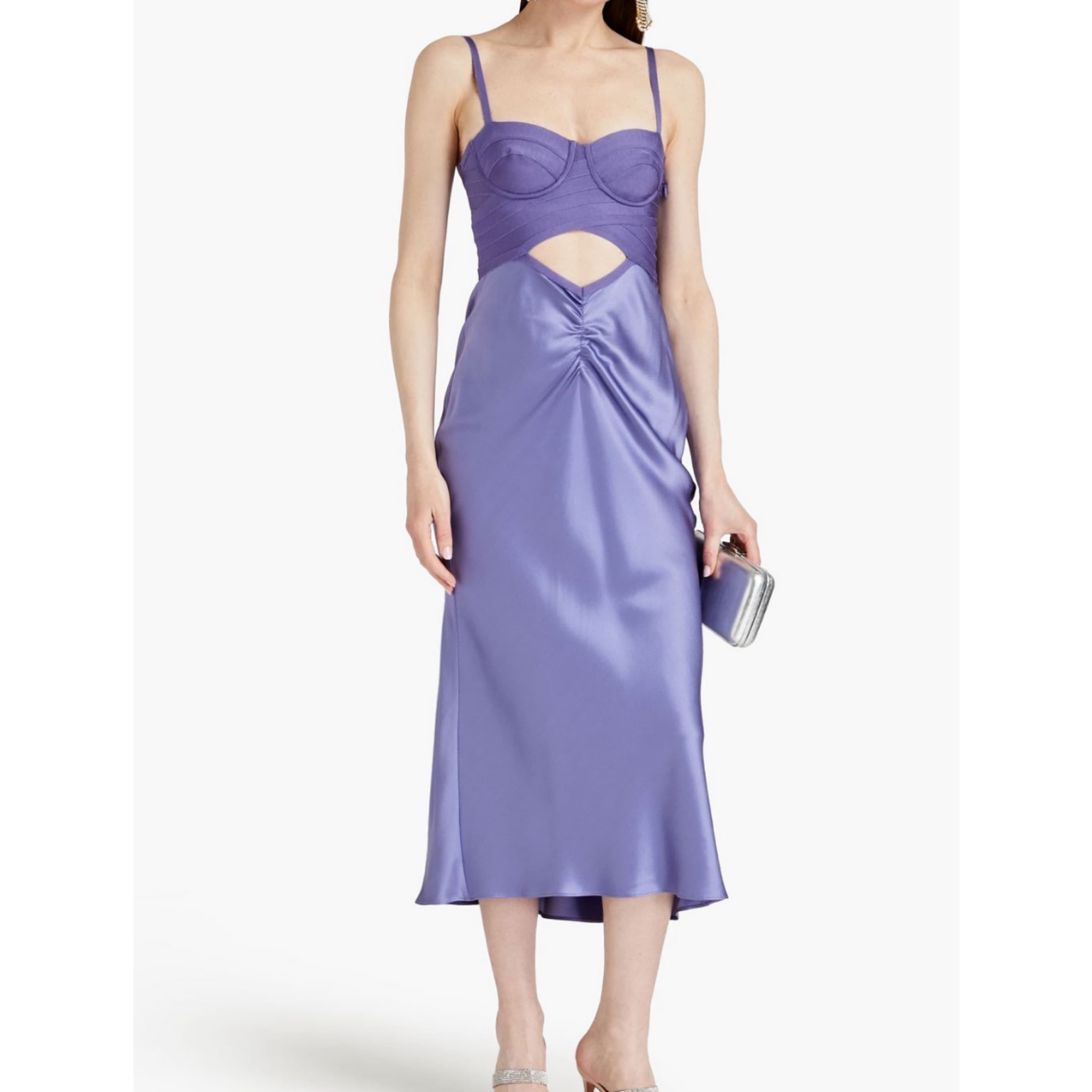 Herve Leger Satin Midi Dress Purple - Image 1