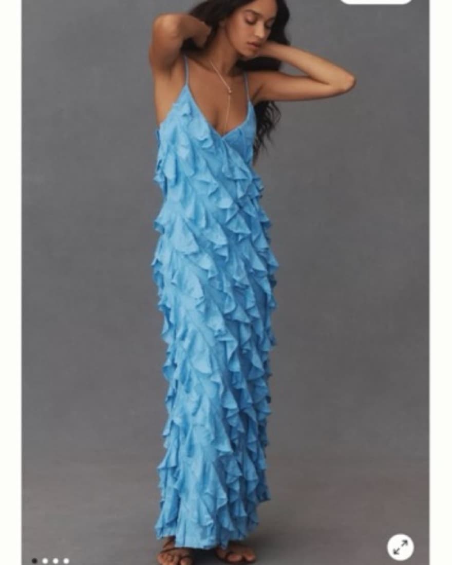 BHLDN Jia Printed Bias-Cut Ruffled Gown - Image 1